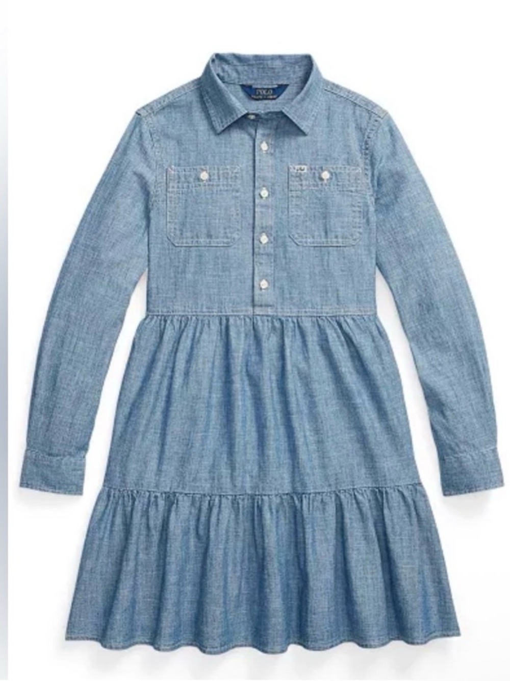 POLO RALPH LAUREN Girls
Cotton Tiered Shirt Dress (Size: 12)
